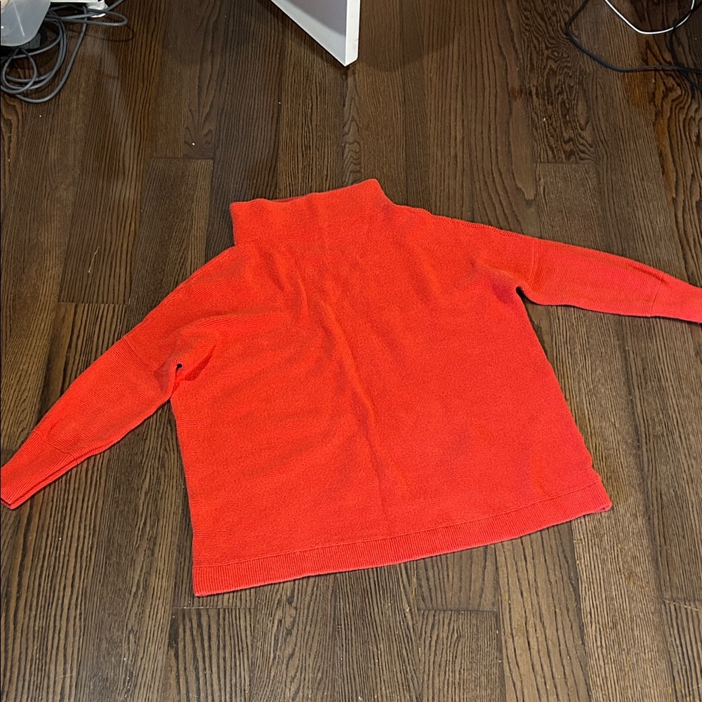 Free People Bright Orange slouch Cowl Neck oversized top sz L